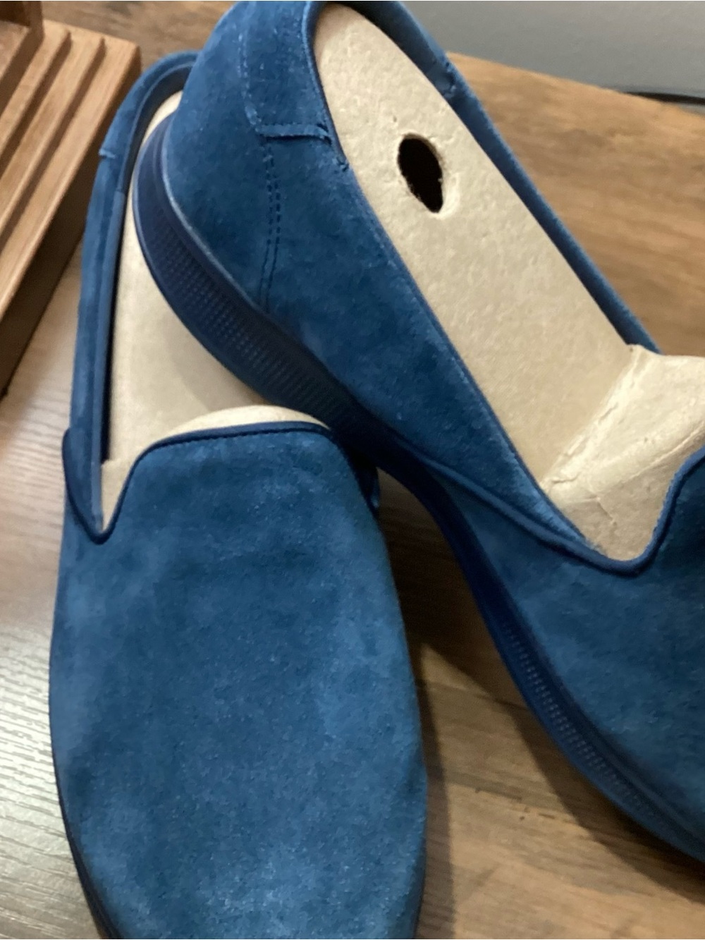 Ladies Skechers Blue Suede Slip-On Loafers